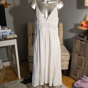 Zara White Maxi Dress with Spaghetti Straps